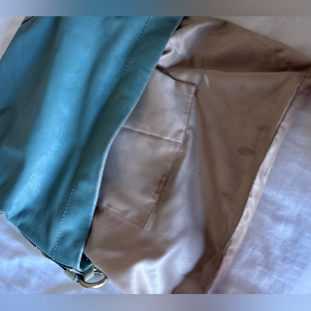 Coach Vintage Carly Hobo Bag Mint Light Blue Teal Leather Bag - Picture 10 of 14